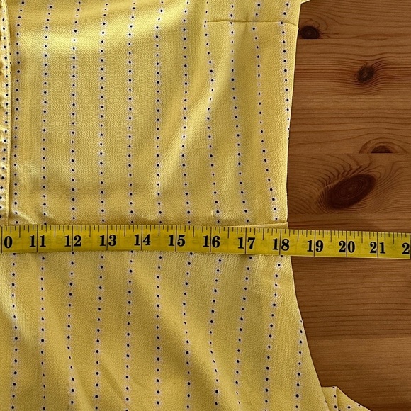 H&M Yellow Striped Button Front Shirt Dress | Vintage-Inspired Fit & Flare Mini - Picture 5 of 7